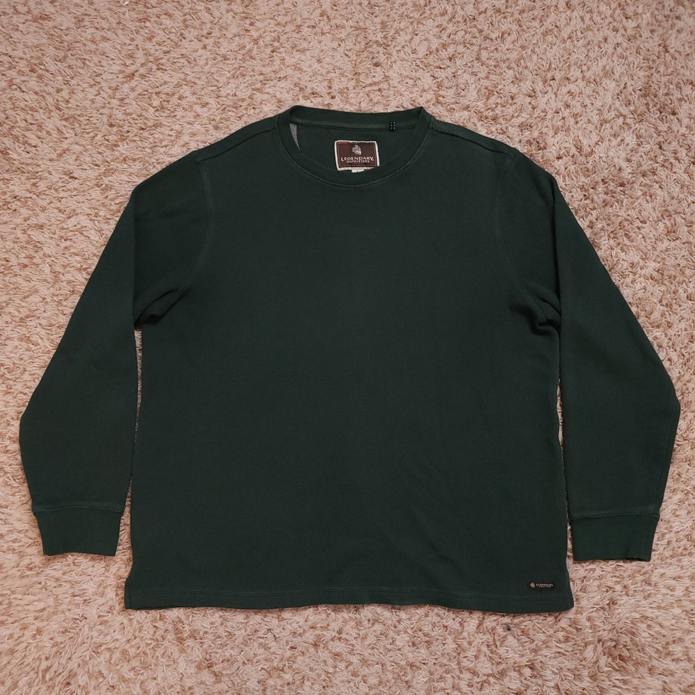 Legendary Outfitters Thermal Shirt Mens L Green Waffle Knit‎ Long Sleeve Crew